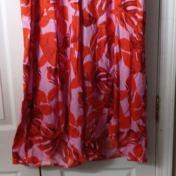 Curations tulip hem lounge wide leg tropical pull-on crop pants Sz LP - Picture 3 of 9